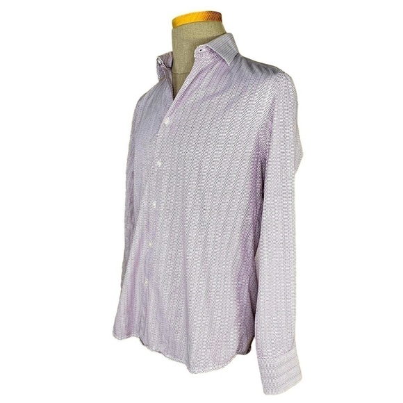 Tattersall Soho Men’s Dress Shirt With Purple Stripes & Dots Med or Large ? - Picture 10 of 10